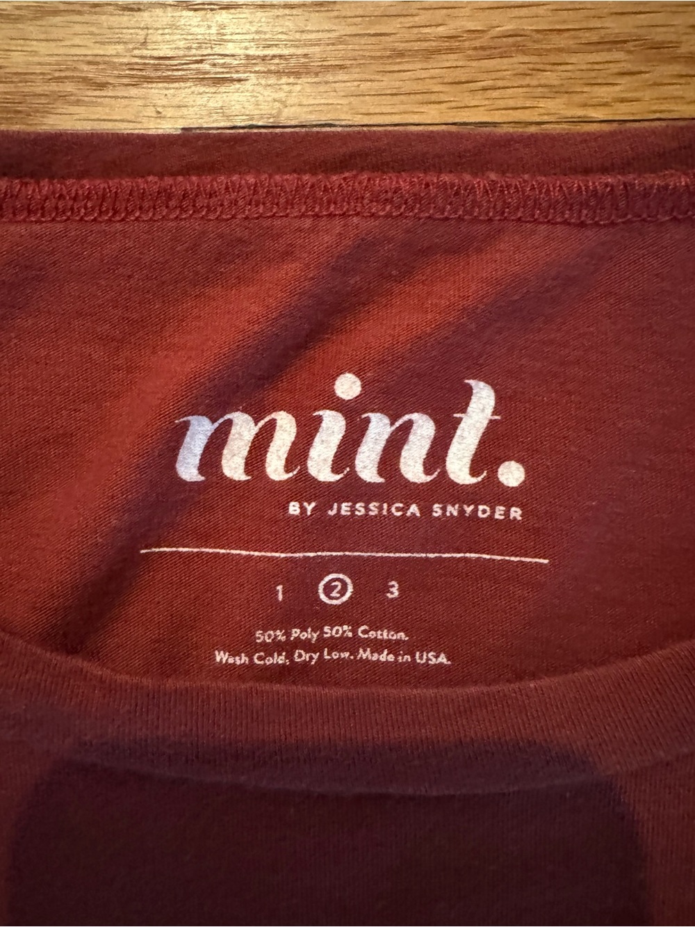 Burgundy Crewneck Graphic Tee by Mint. - Picture 3 of 5